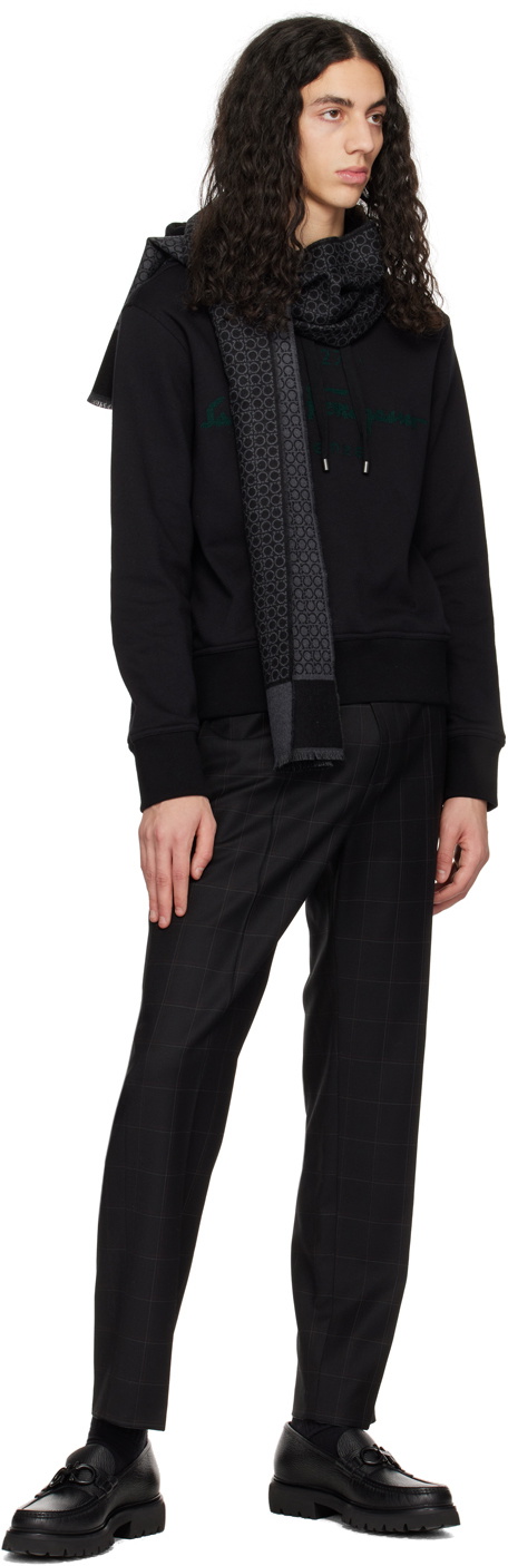 Ferragamo Black & Gray Gancini Scarf