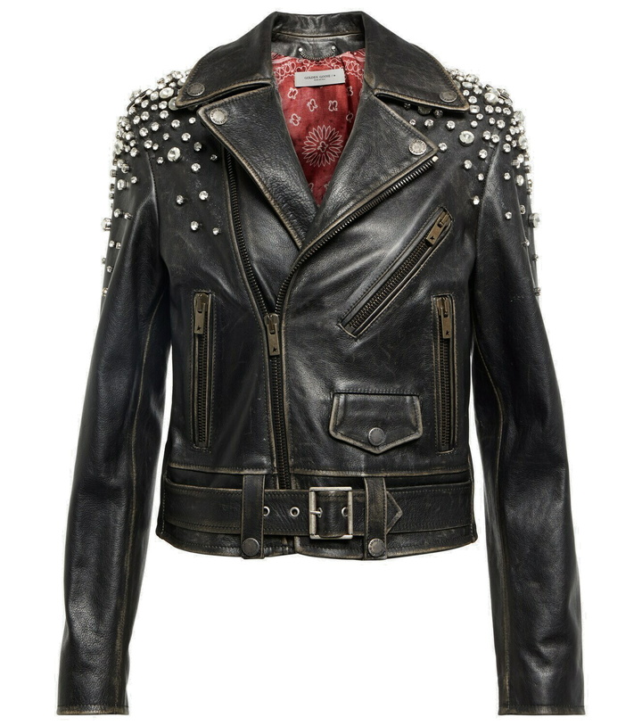 Photo: Golden Goose - Embellished leather biker jacket