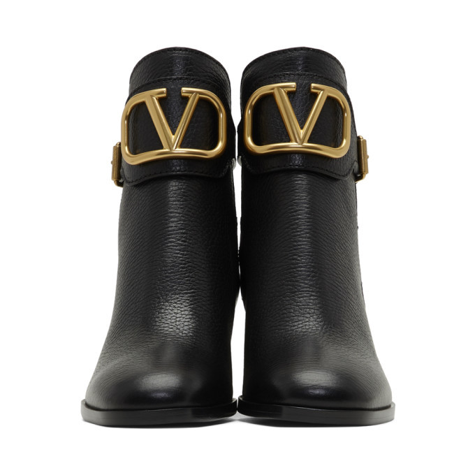 Valentino Black Valentino Garavani VLogo Ankle Boots