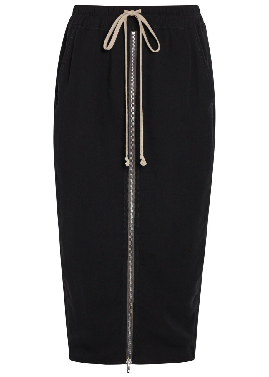 Rick Owens Drawstring Silk-georgette Midi Skirt Black