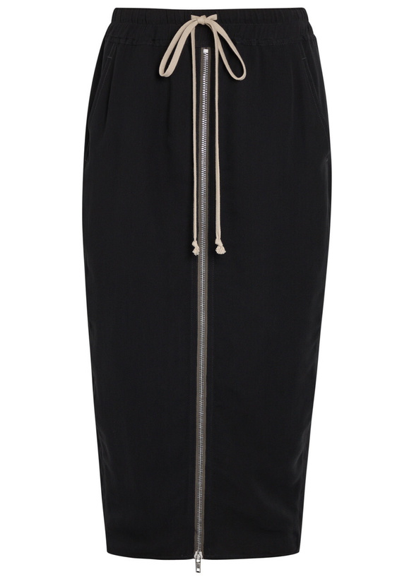 Photo: Rick Owens Drawstring Silk-georgette Midi Skirt Black