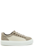Cleens Ace Chevron-knit Suede Sneakers Taupe