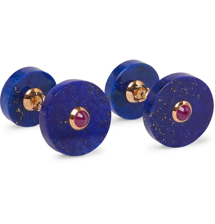 Photo: Villa - 18-Karat Gold, Lapis Lazuli and Ruby Cufflinks - Blue