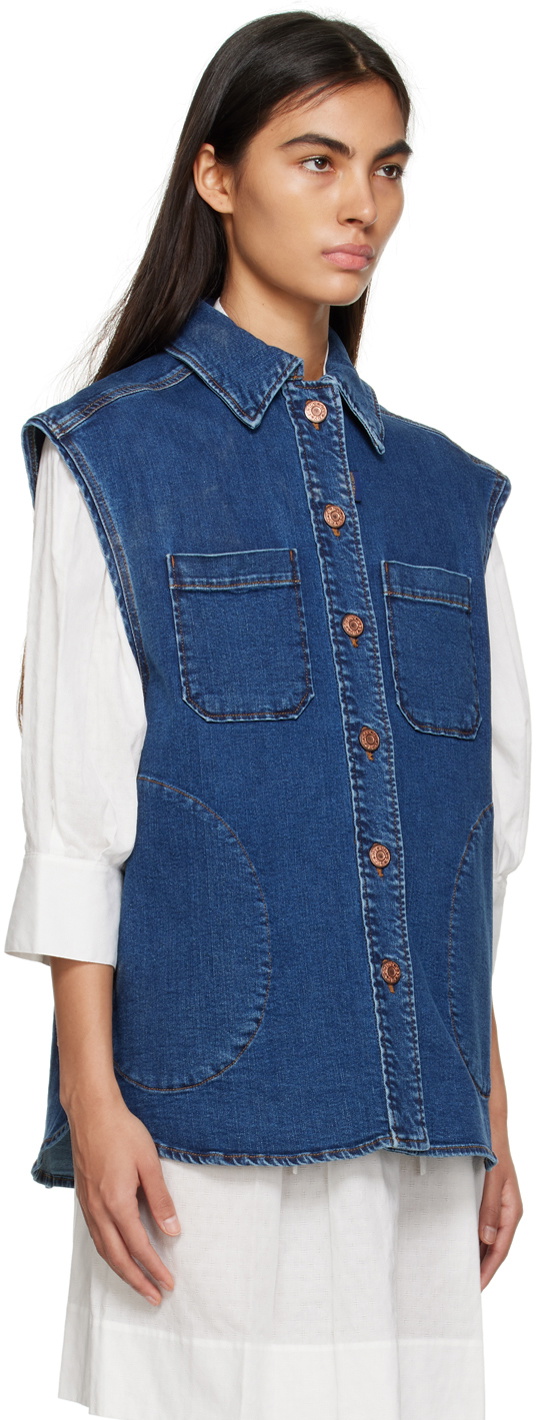See by Chloé Indigo Oversized Denim Vest