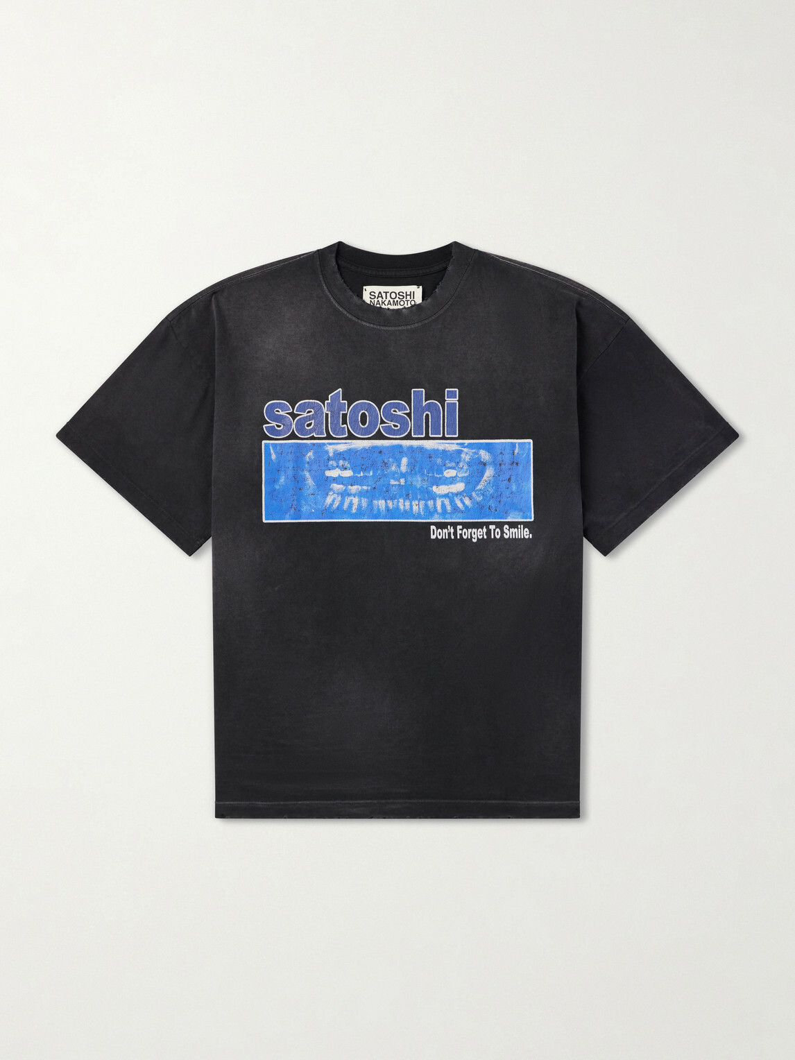Satoshi Nakamoto - Don’t Forget to Smile Logo-Print Cotton-Jersey T-Shirt - Black