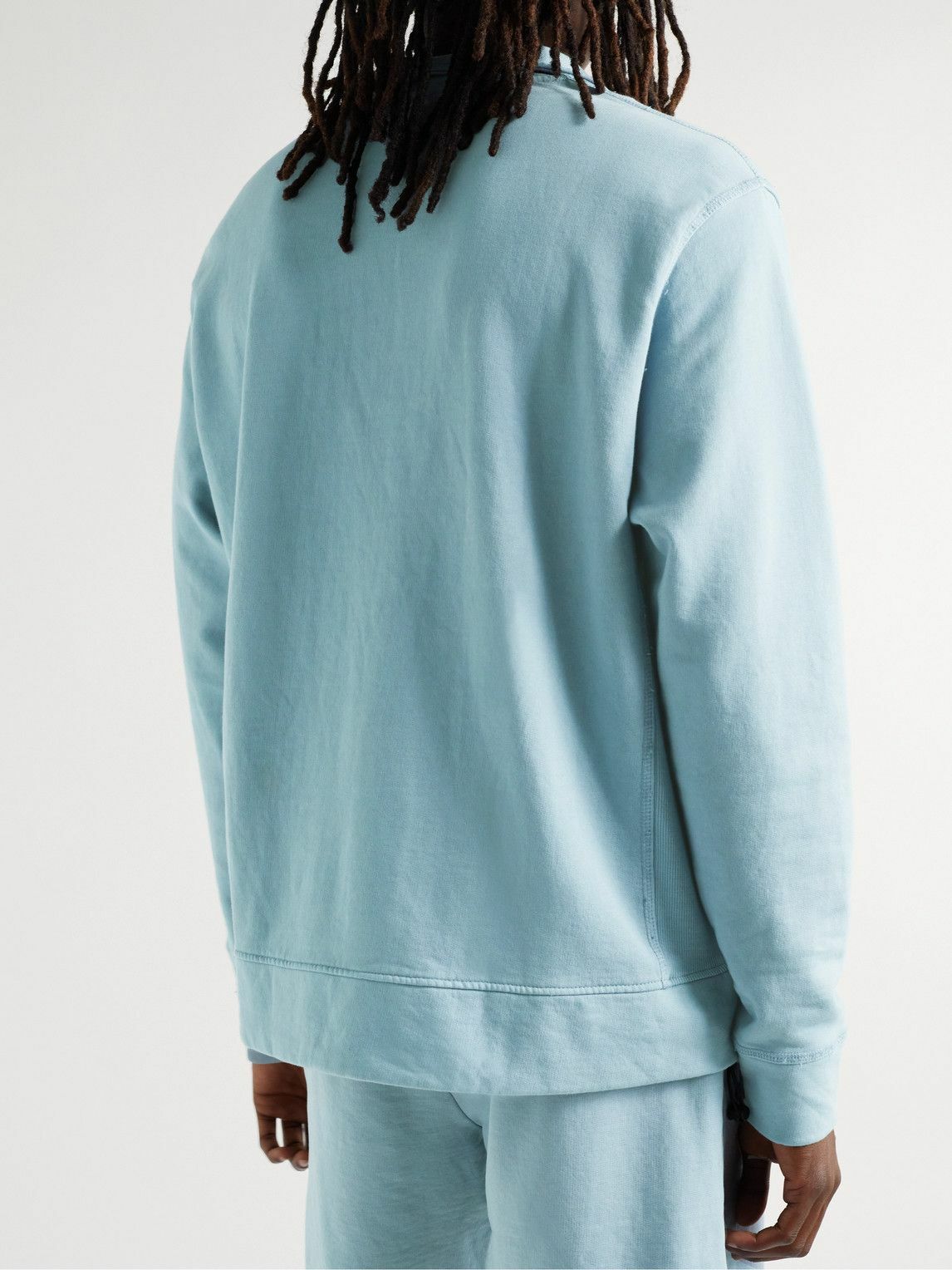 Onia - Garment-Dyed Cotton-Jersey Half-Zip Sweatshirt - Blue
