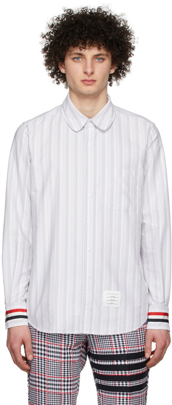 Photo: Thom Browne Grey Oxford Striped Shirt