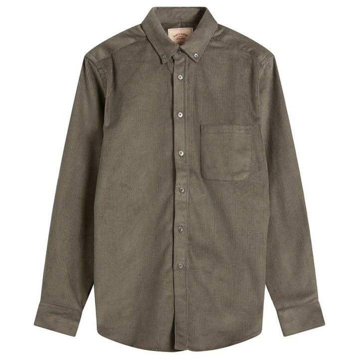 Photo: Portuguese Flannel Men's Lobo Button Down Corduroy Shirt in Grey