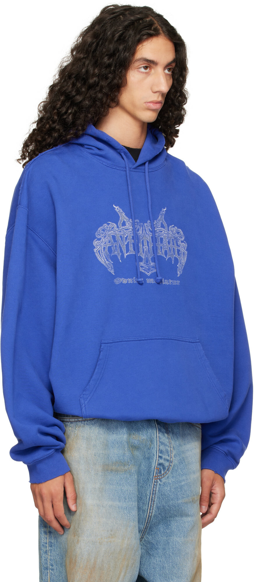 VETEMENTS Blue 'Antihate' Oversized Hoodie
