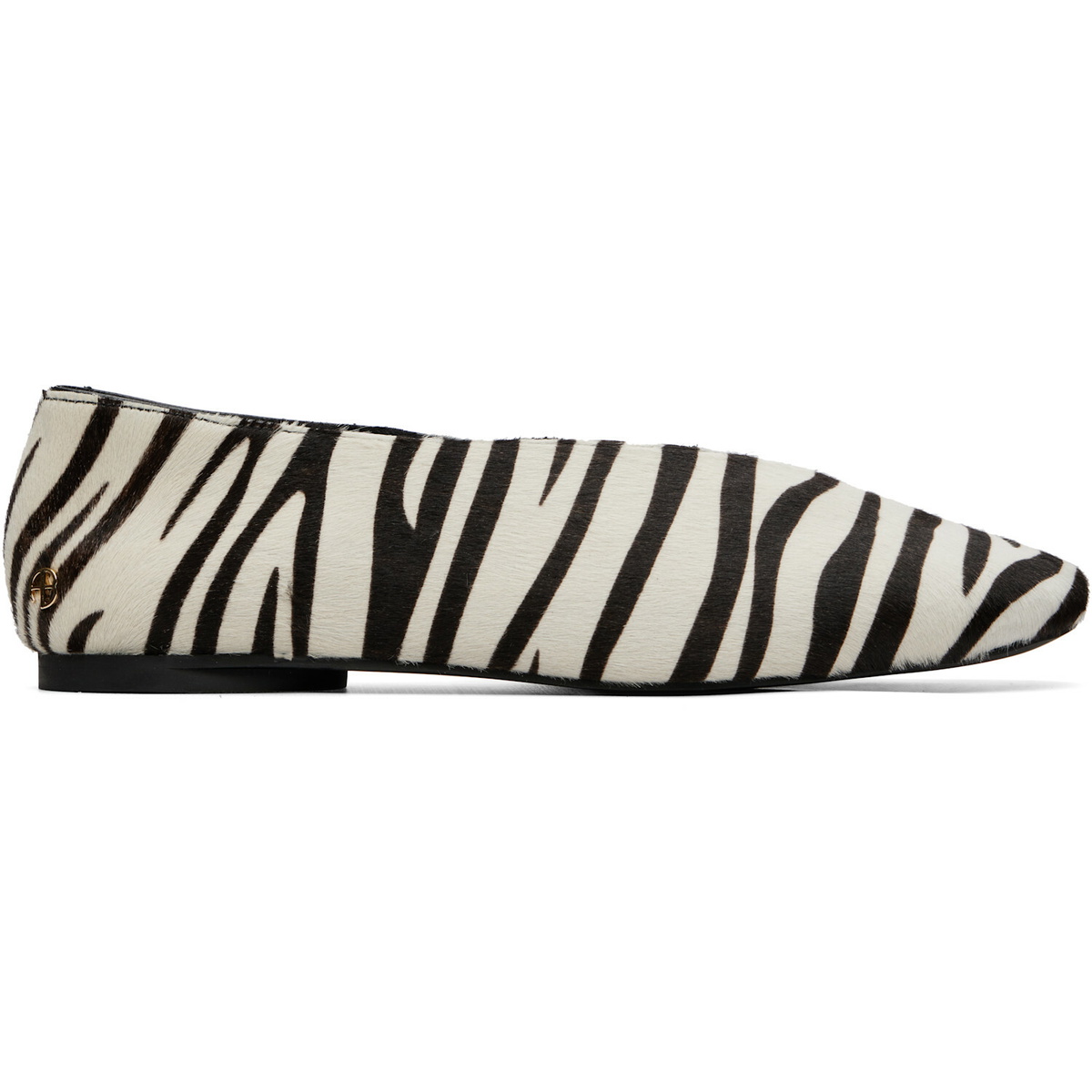 ANINE BING White & Black Ana Calf Hair Ballerina Flats