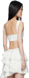 Yuhan Wang SSENSE Exclusive White Floral Print Denim Top
