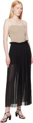 AMI Paris Black Pleated Midi Skirt