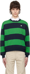 Coperni Green & Navy Striped Crewneck Sweater