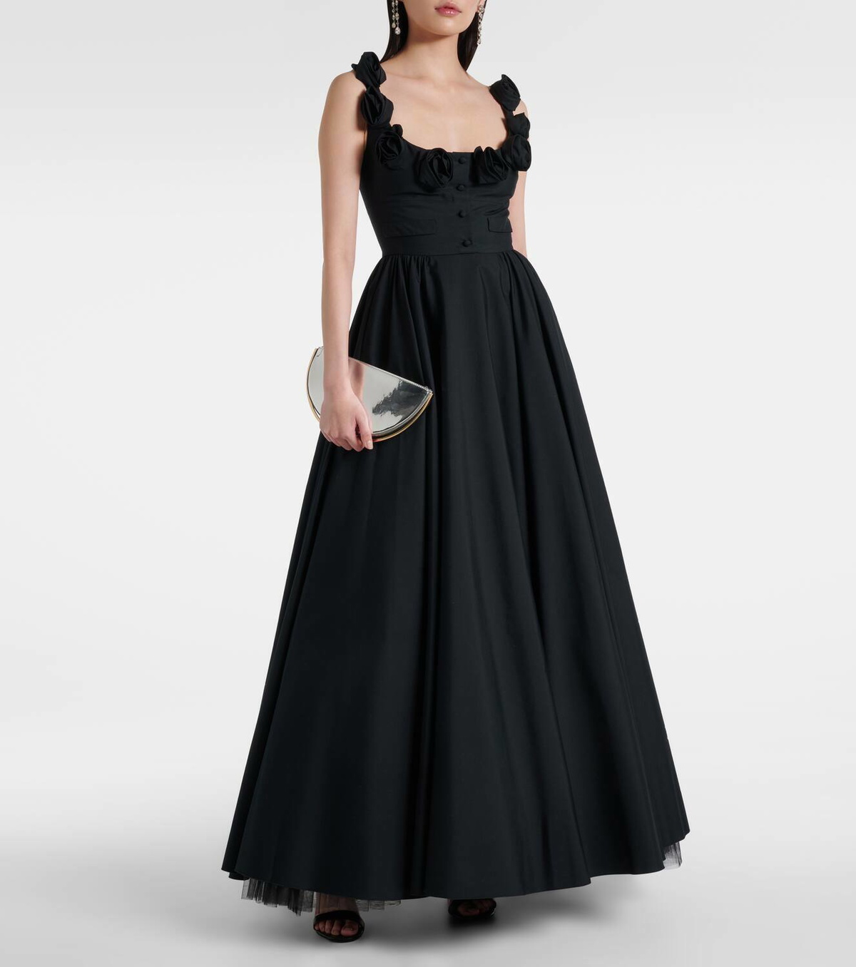Giambattista Valli Floral-appliqué cotton poplin gown