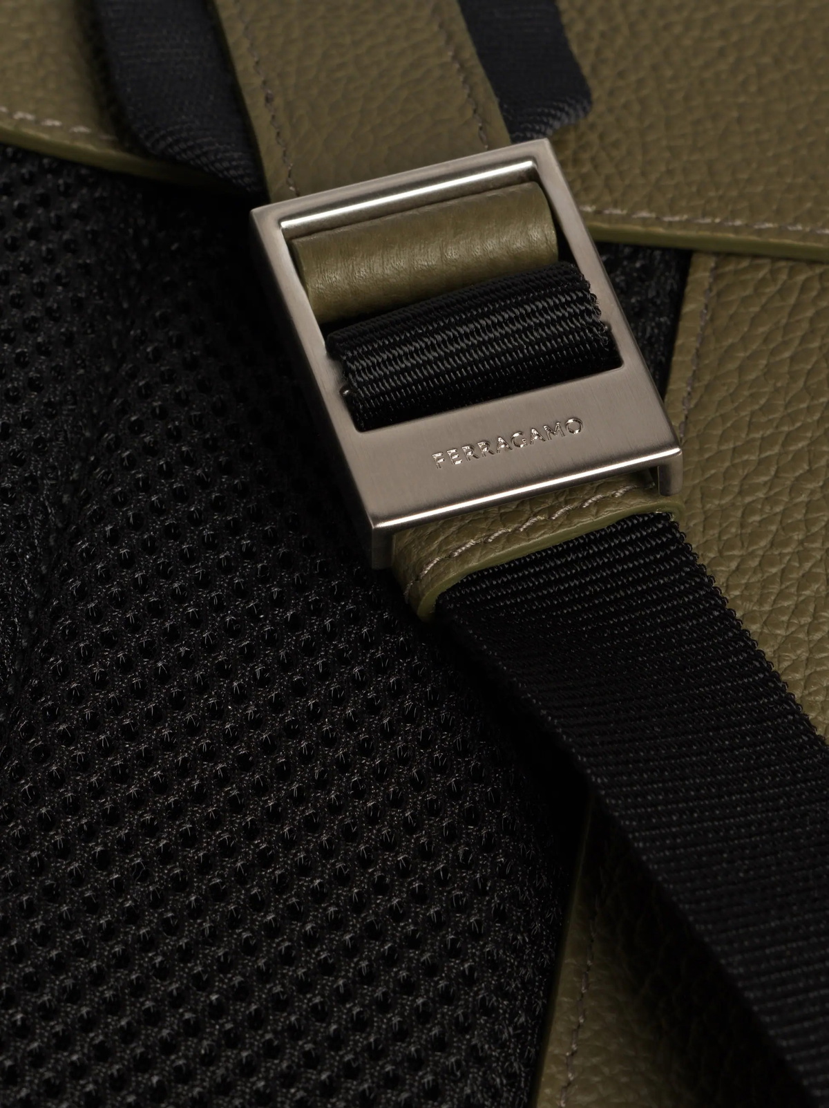 Ferragamo Mens Utility backpack with Hug buckles in Green