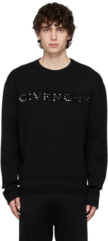 Photo: Givenchy Black Studded Logo Sweater