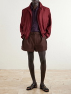 SAINT LAURENT - Straight-Leg Pleated Wool and Mohair-Blend Shorts - Brown