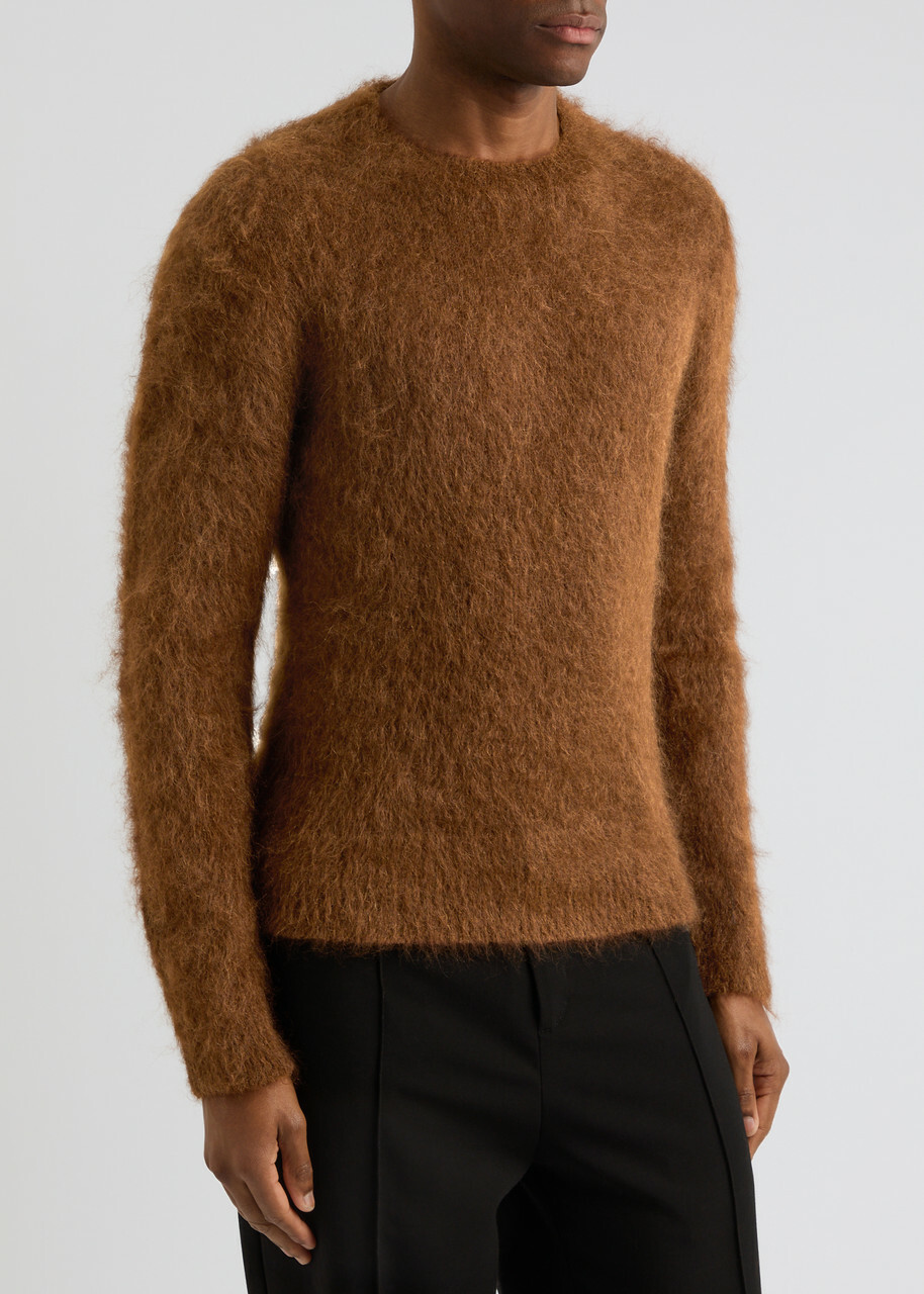 Ami Paris Brushed-knit Jumper Brown AMI