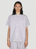 Tekla - Lido Stripe Short Sleeve Pyjama Shirt in Purple
