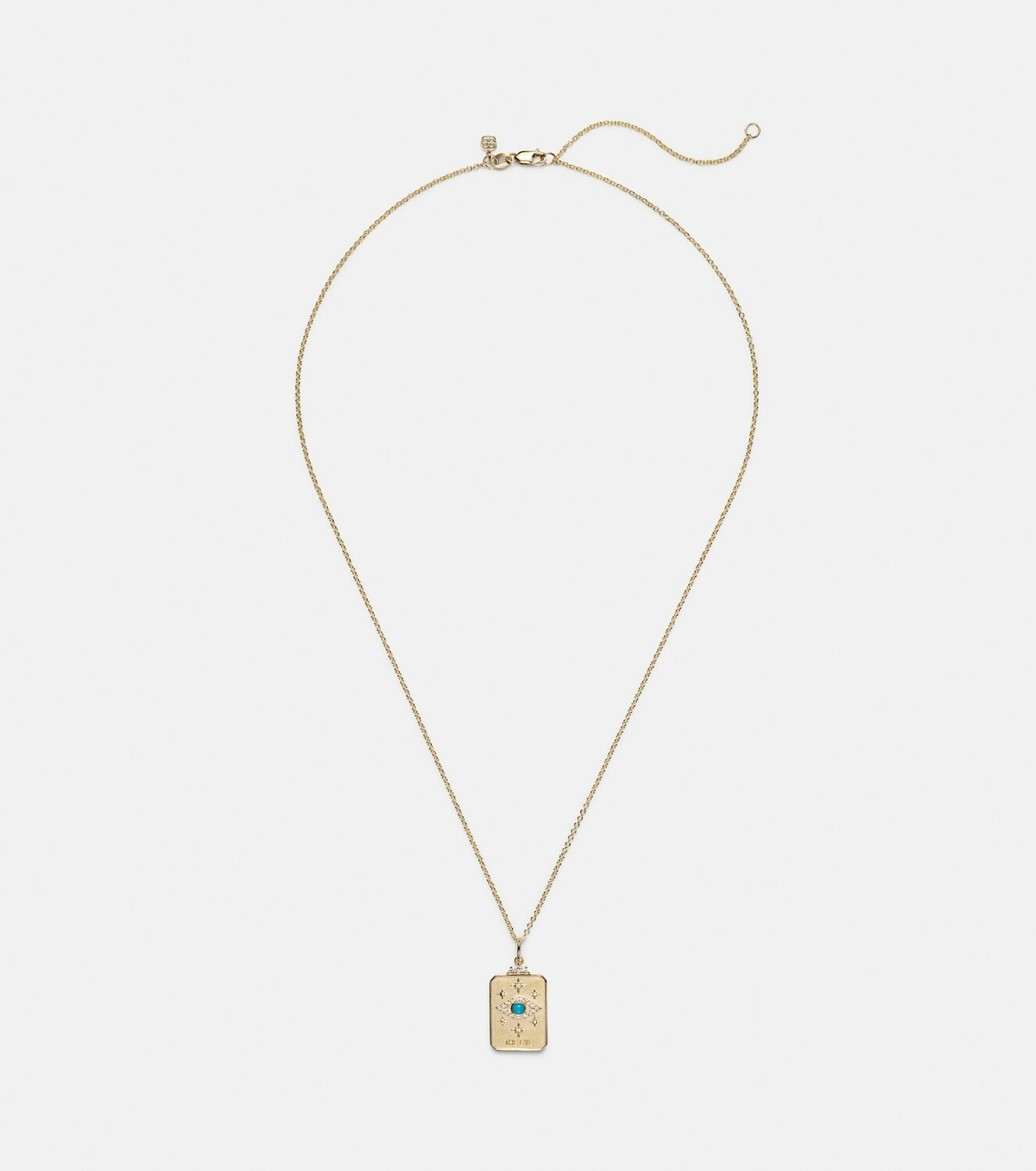 Sydney Evan Eye Tarot Card 14kt gold pendant necklace with turquoise and diamonds