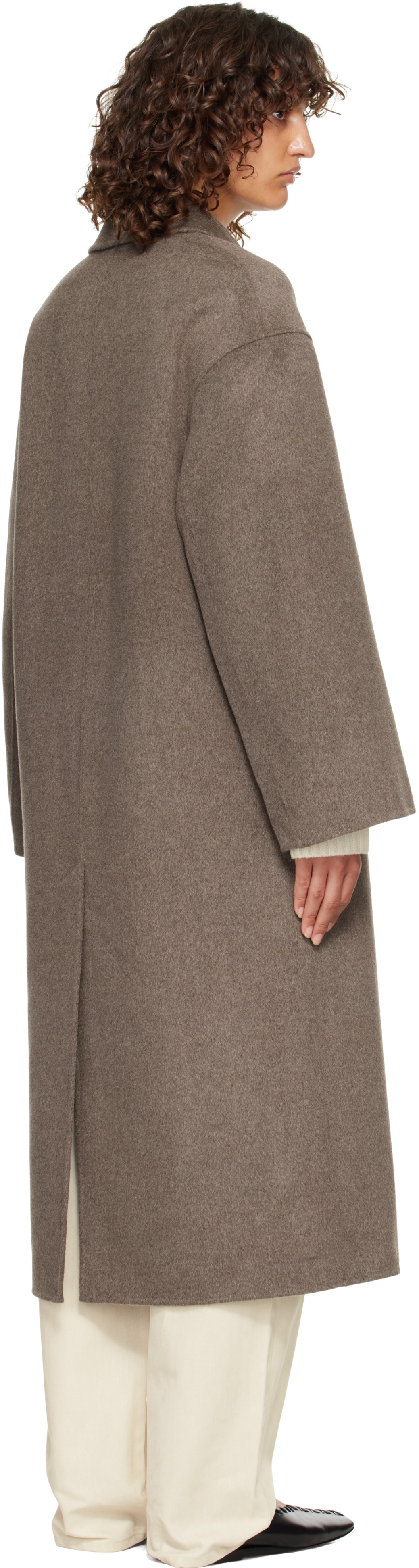 Loulou de Saison Taupe Borneo LDS Wool Drap Coat