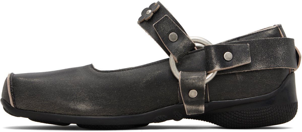 OPEN YY Gray Flower-Stud Ballerina Flats