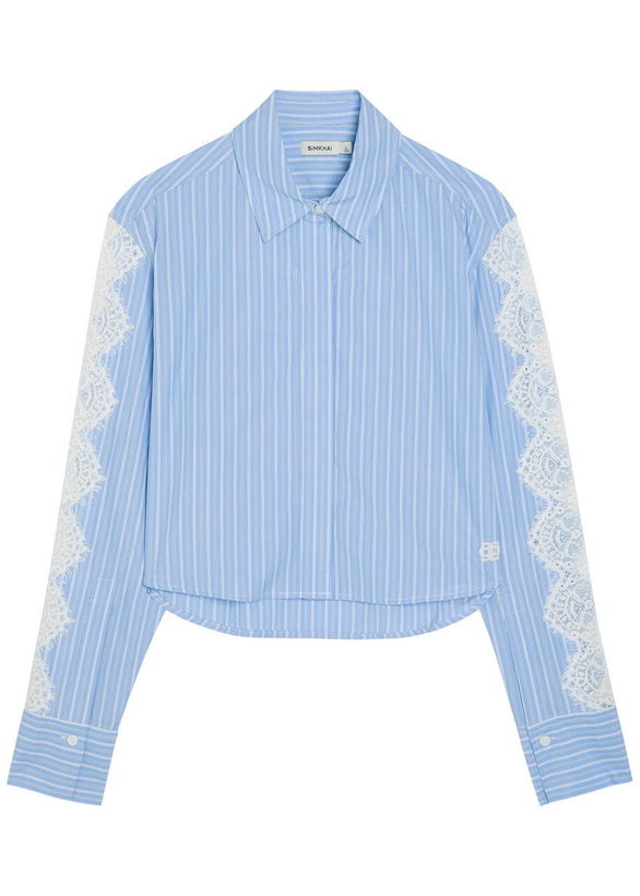 Photo: Simkhai Renata Lace-trim Cotton-poplin Shirt Blue
