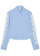 Simkhai Renata Lace-trim Cotton-poplin Shirt Blue
