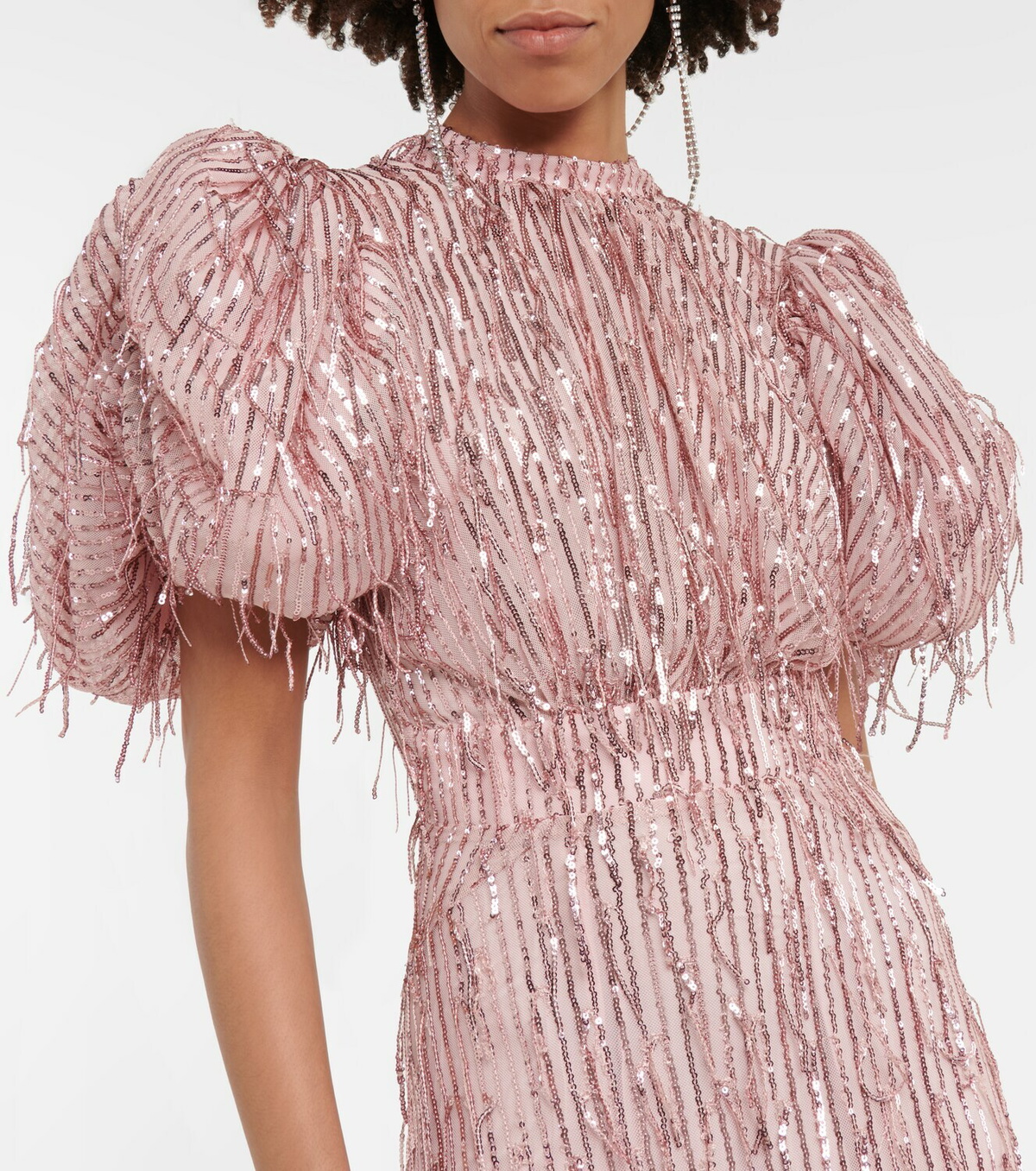 ワンピース ROTATE MIDI DRESS WITH SEQUINS AND PUFF SLEEVES ROTATE BIRGER CHRISTENSEN Sequined mesh midi dress | THE OUTNET