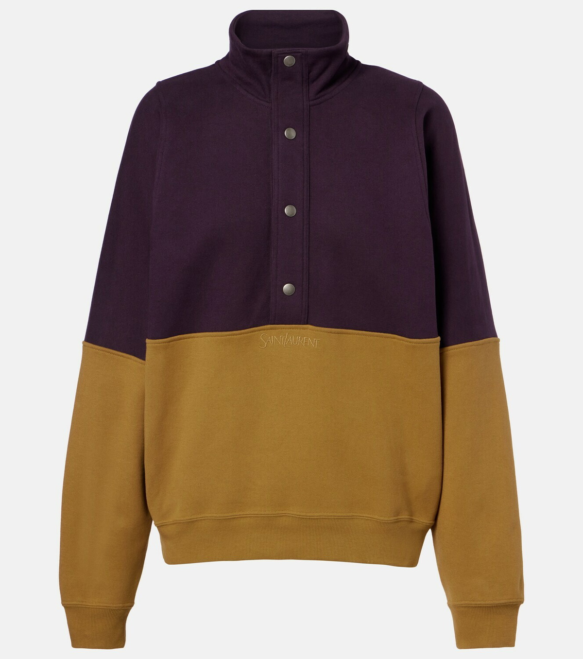 Saint Laurent Colorblocked cotton fleece sweatshirt