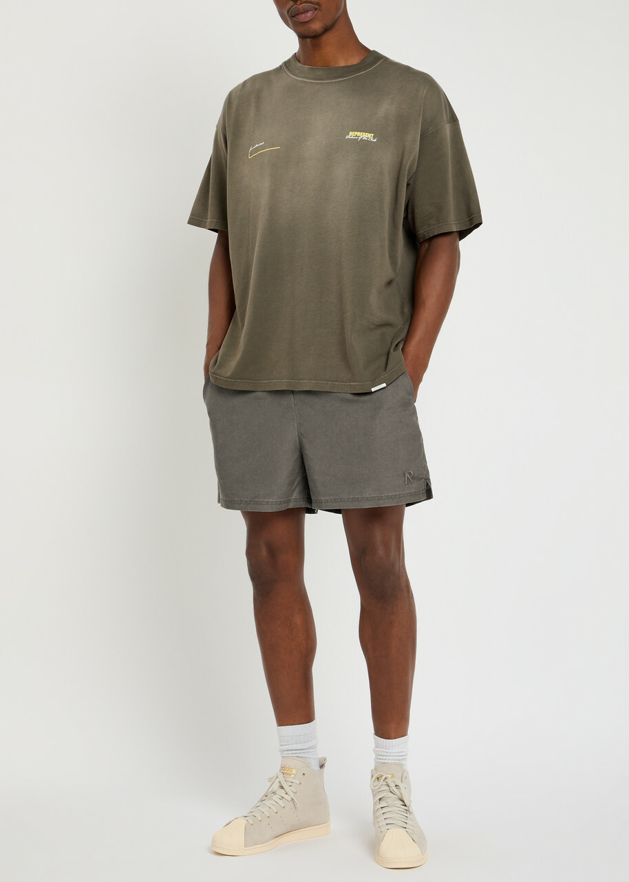 Represent Smart Logo-embroidered Shell Swim Shorts Charcoal