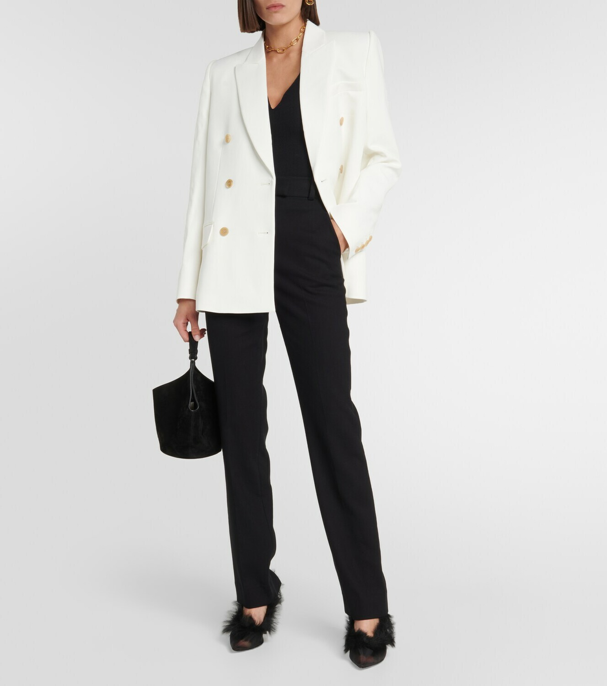 【Khaite】  shearling-trimmedメッシュパンプス Khaite River shearling-trimmed mesh pumps Khaite