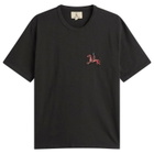 Folk Men's Slub Embroidery T-Shirt in Ecru Black Carousel