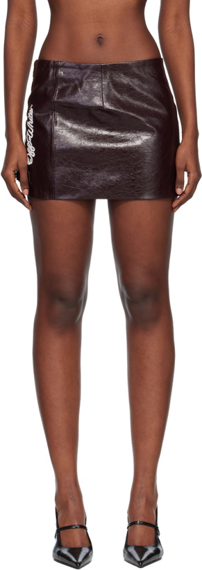 Photo: Off-White Brown Crinkle Coated Miniskirt