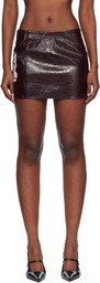 Off-White Brown Crinkle Coated Miniskirt
