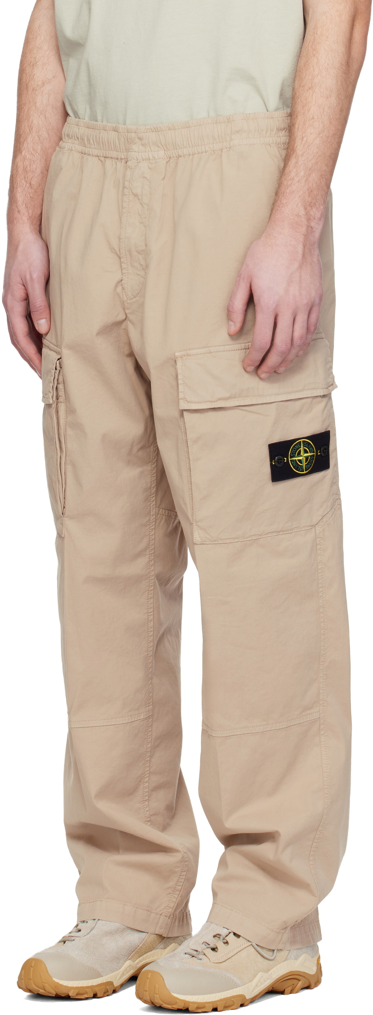 Stone Island Beige 3100020 Stretch Organic Cotton Twill Cargo Pants