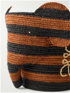LOEWE - Paula’s Ibiza Elephant Logo-Embroidered Striped Raffia Tote Bag