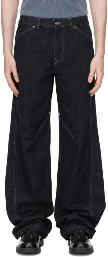 Photo: LGN Louis Gabriel Nouchi Indigo Straight Leg Pleat Denim Jeans