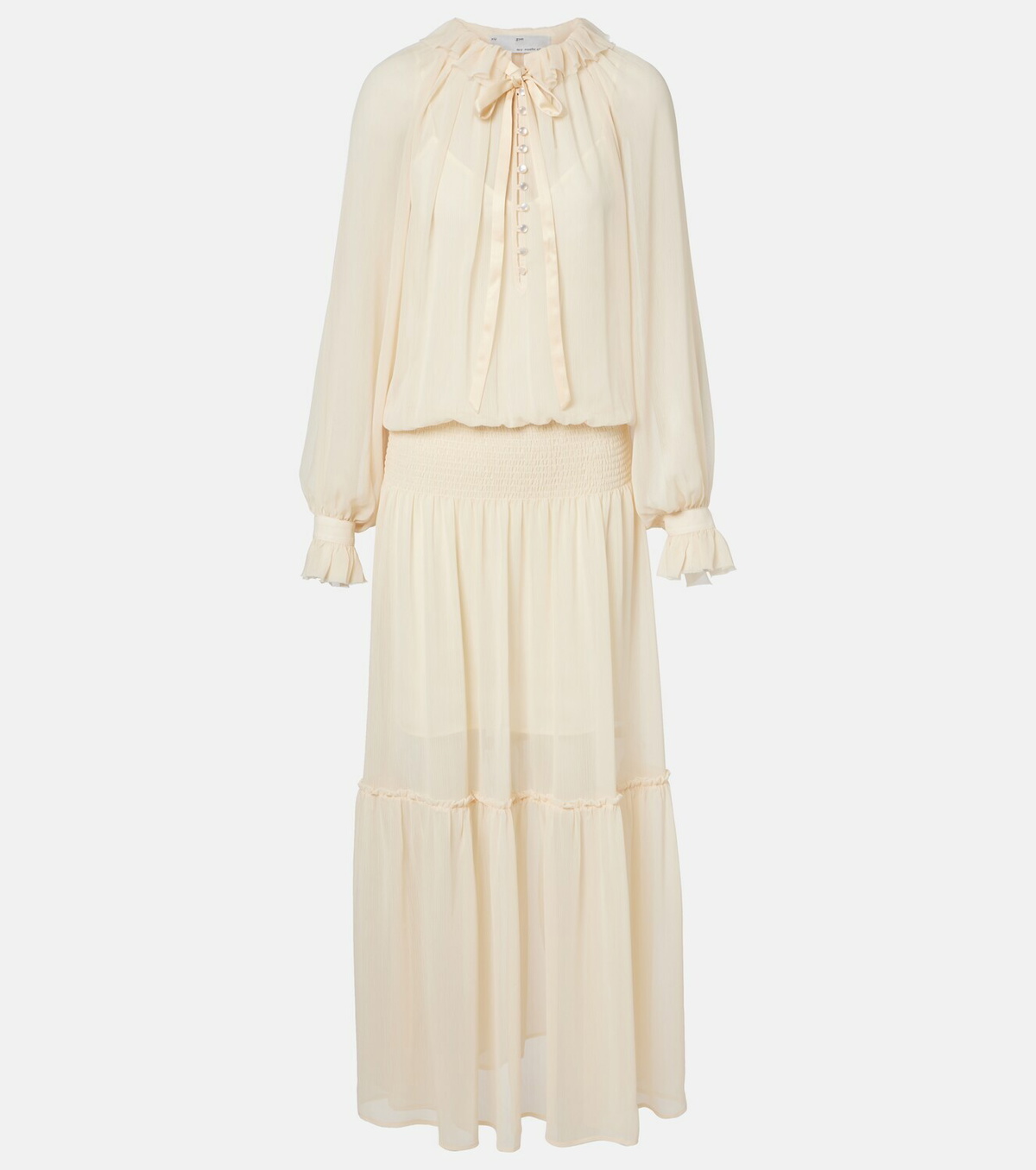 Xu Zhi Shirred tie-neck maxi dress