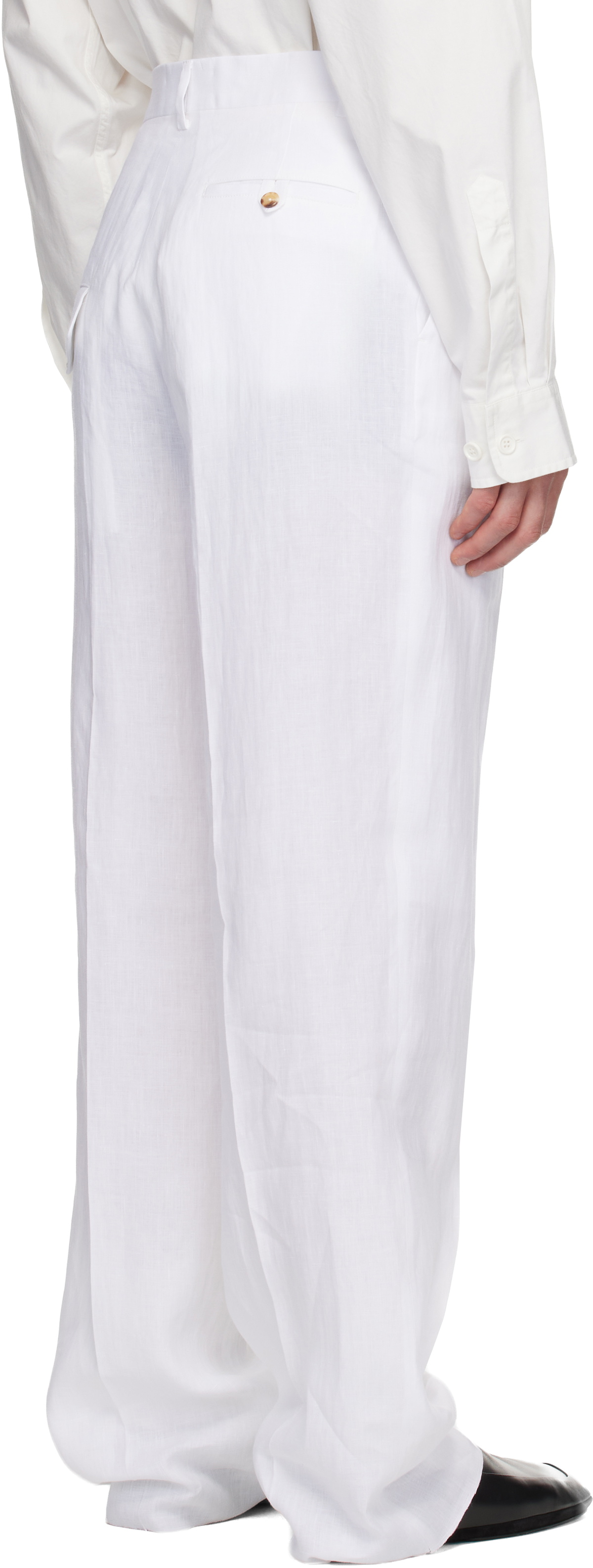 Moschino White Tailored Twist Linen Cloth Trousers