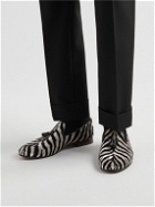 TOM FORD - Nicolas Tasselled Leather-Trimmed Zebra-Print Corduroy Loafers - Black