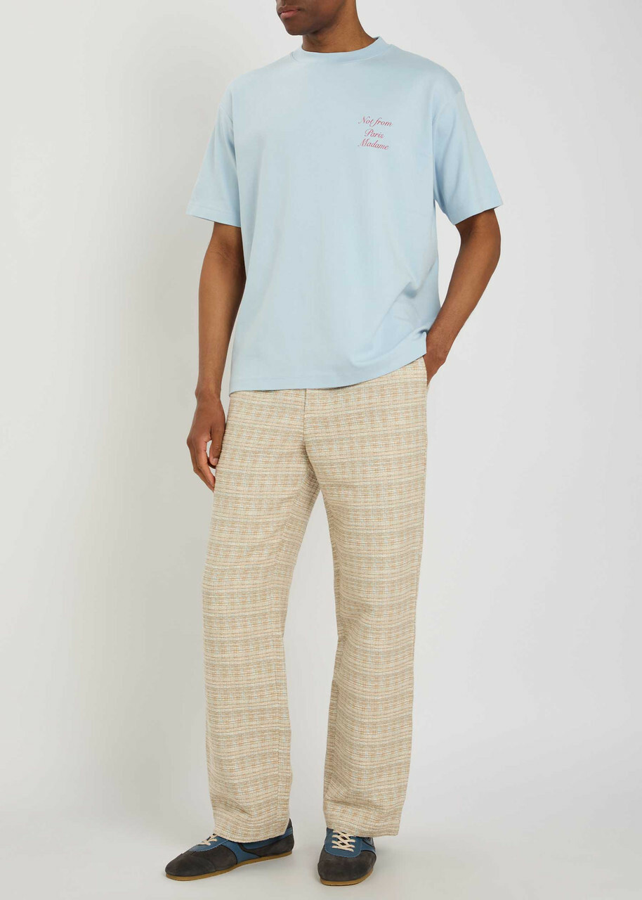 DRÔLE DE Monsieur Pantalon Elastiqué Straight-leg Tweed Trousers Sand