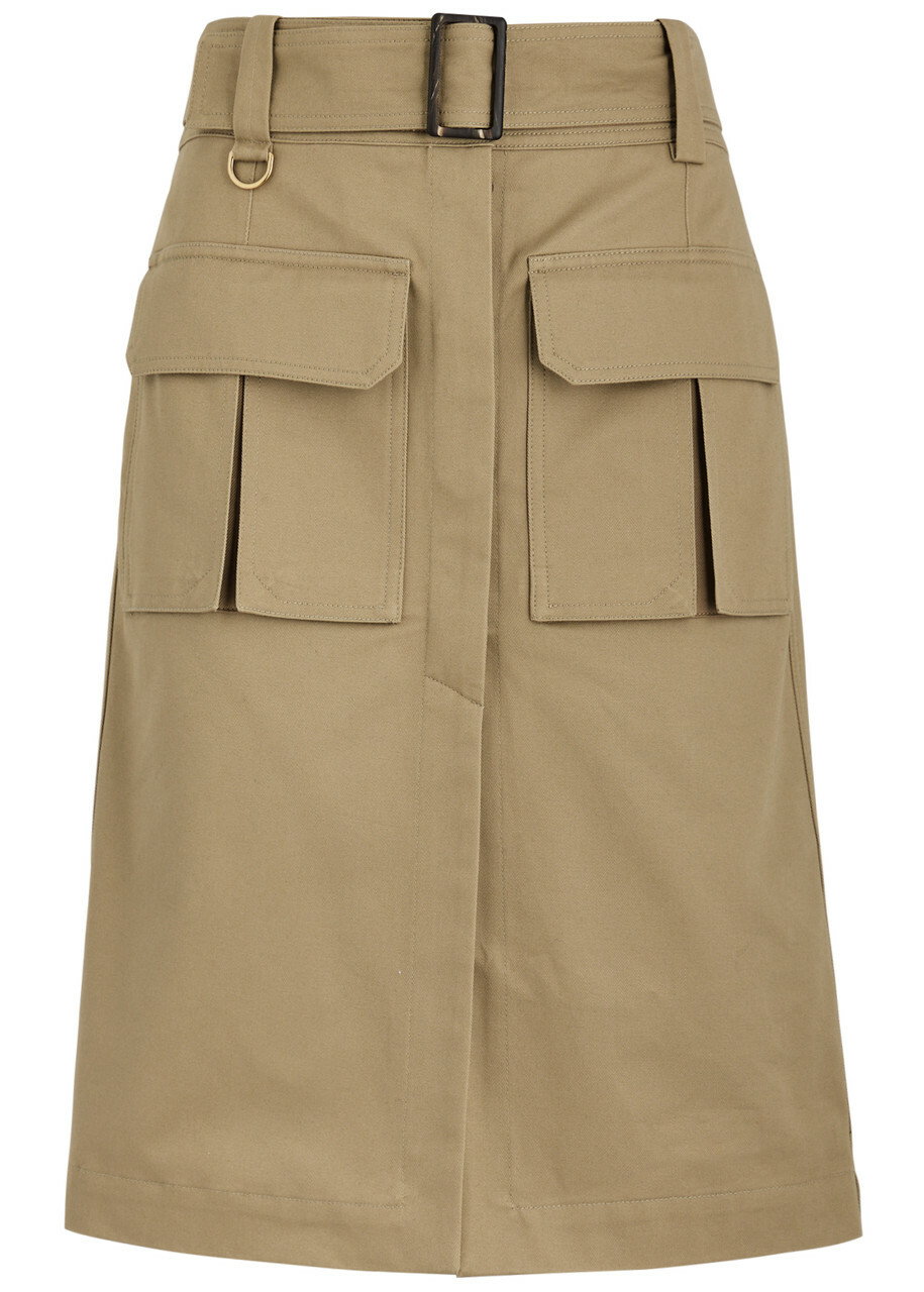 VIP【関税送料無料】希少 Chloe Cargo Midi Skirt Chloe Women's Khaki Belted Cotton Cargo Midi Skirt Size 42