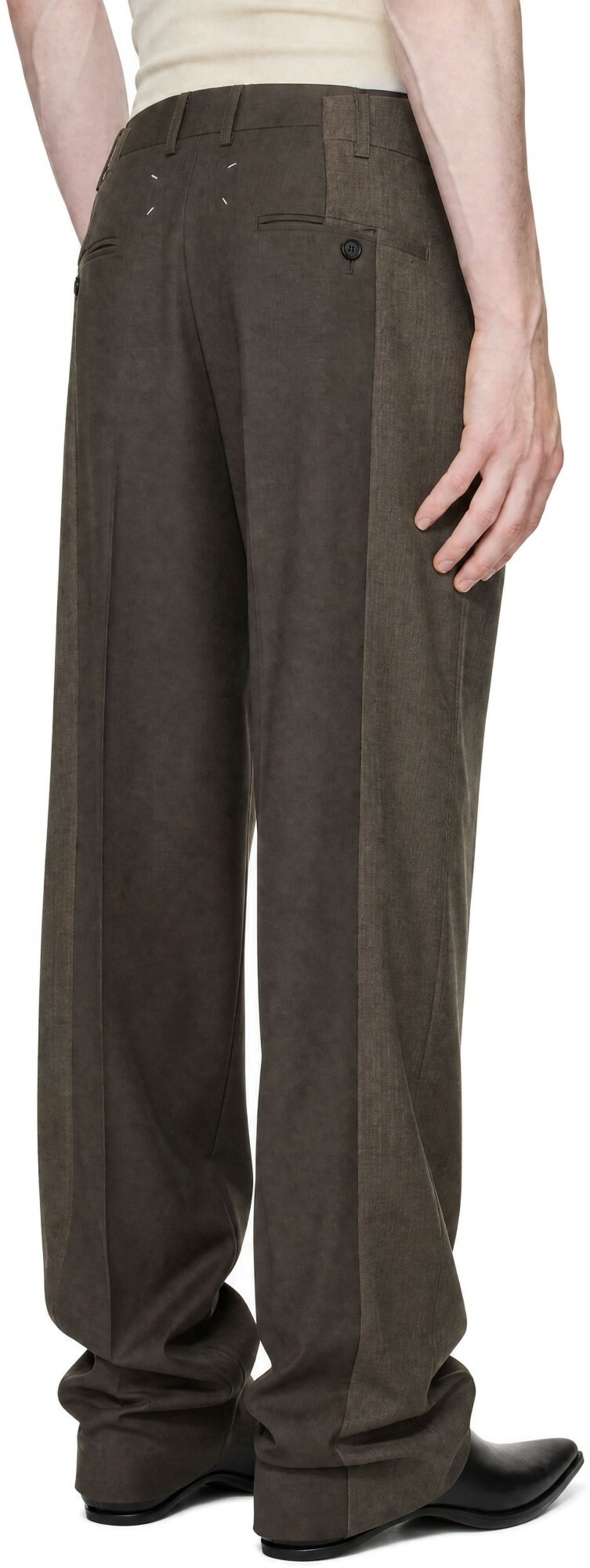 Maison Margiela Taupe Two-Tone Wool Trousers
