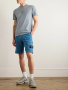 Stone Island - Straight-Leg Logo-Appliquéd Cotton-Jersey Drawstring Shorts - Blue