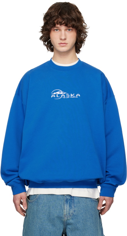 Photo: VETEMENTS Blue 'Alaska' Tourist Sweatshirt
