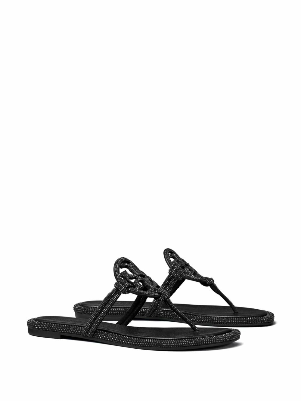 Tory Burch Black Miller Crystal-Embellished Flip Flops