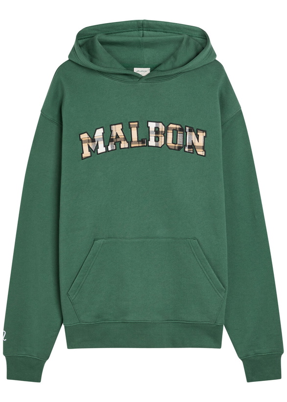 Photo: Malbon Fesque Preston Logo-appliquéd Hooded Cotton Sweatshirt Green