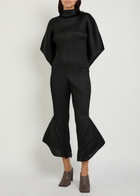 Pleats Please Issey Miyake Pleated Flared-leg Woven Cropped Trousers Black