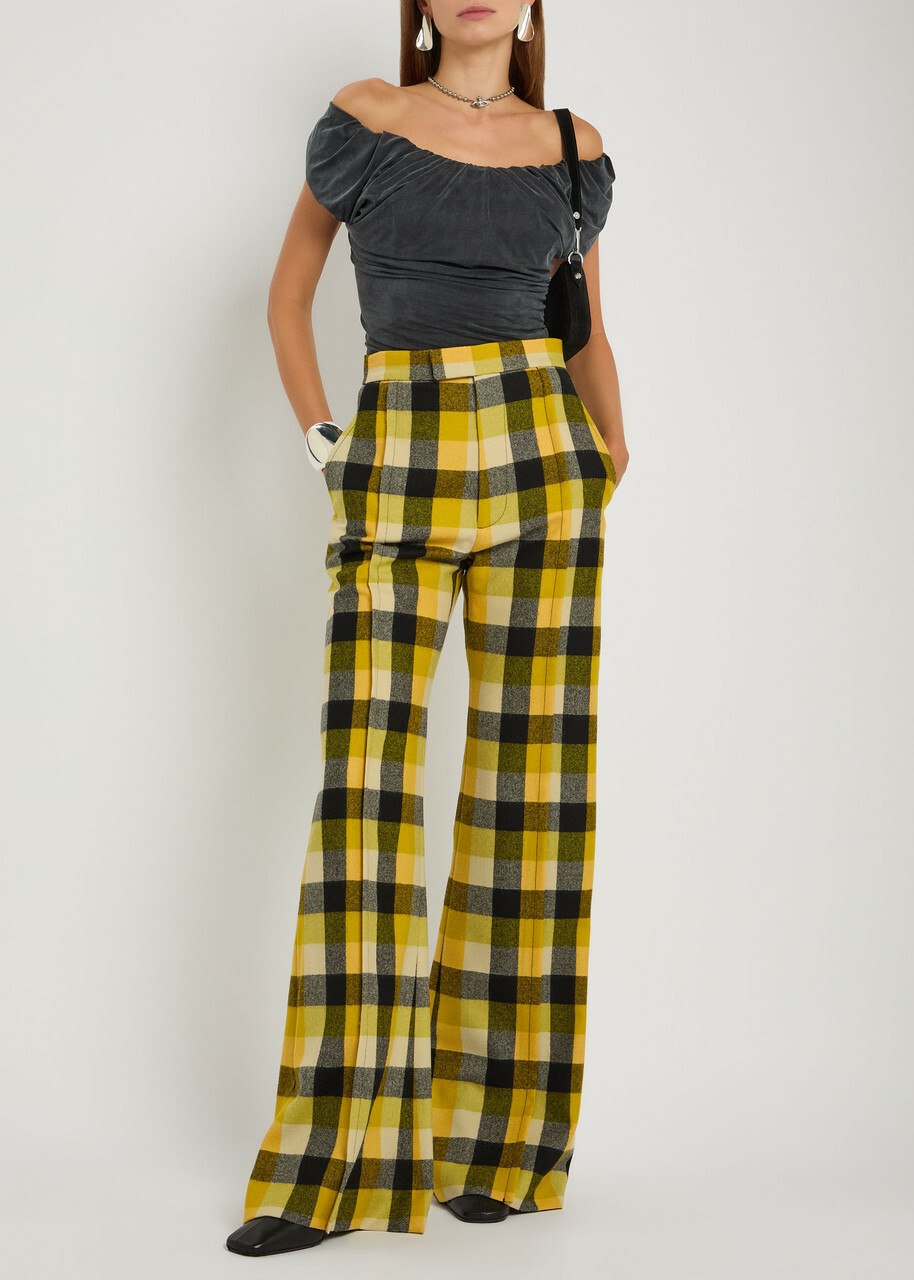 Vivienne Westwood Checked Flared-leg Trousers Yellow